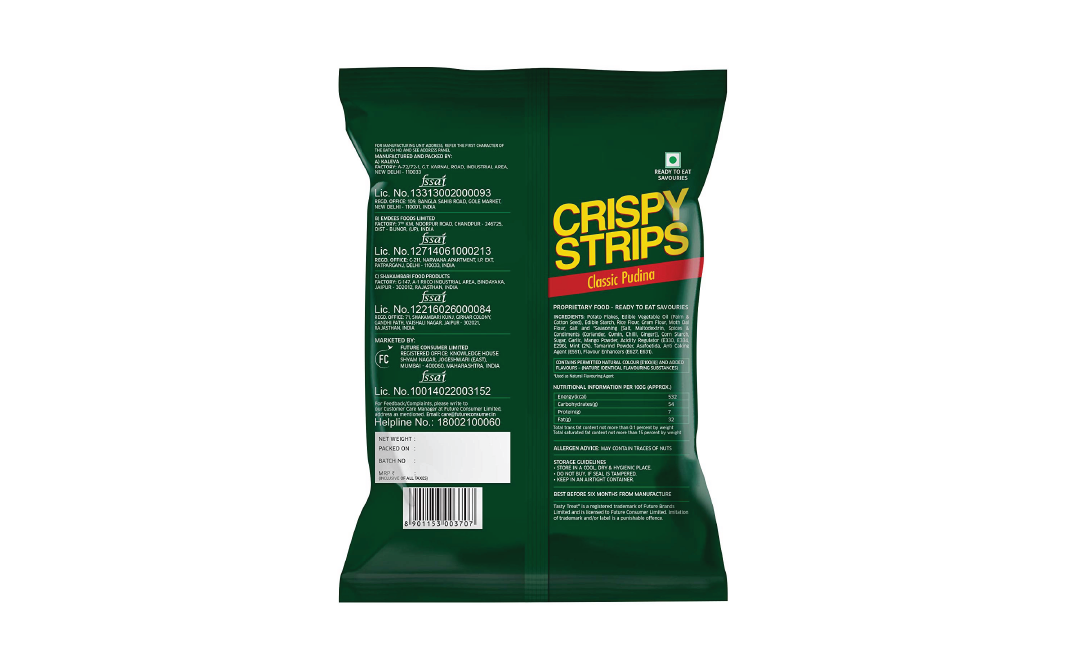 Tasty Treat Crispy Strips Classic Pudina   Pack  130 grams
